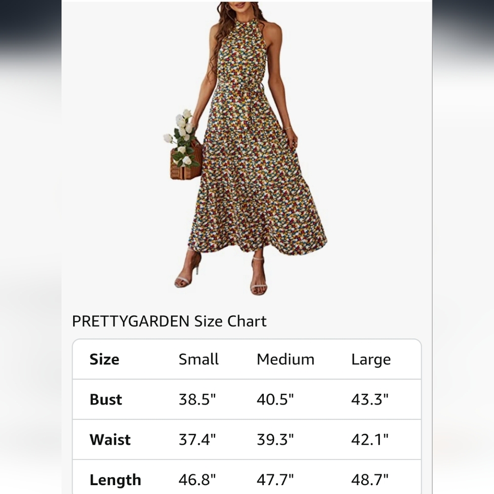 Pretty Garden multicolored halter fit and flare, swing dress. size M - Picture 14 of 16